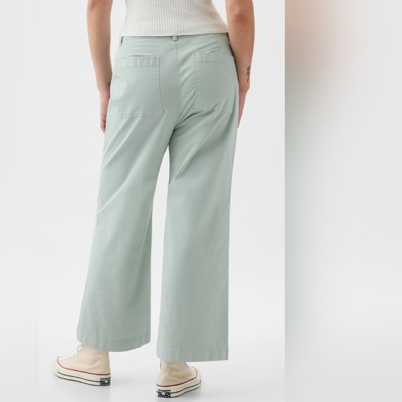 GAP High Stride Wide-Leg Ankle Khakis in Frothy Aqua Blue - Picture 4 of 14
